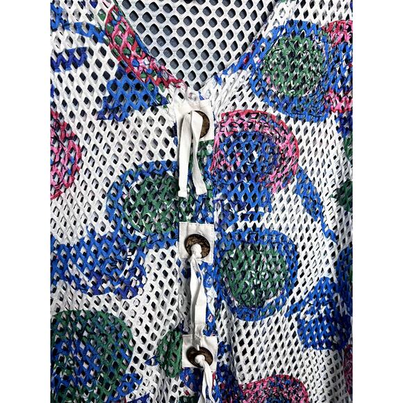 Mirror Image Open Knit Swimsuit Cover Up Coastal Grandma Cherry Floral 1x Women - Picture 6 of 10